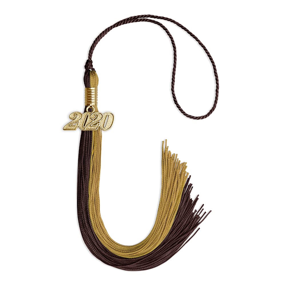 Endea Graduation Double Color Tassel with Gold Date Drop (Brown/Antique Gold, 2020)