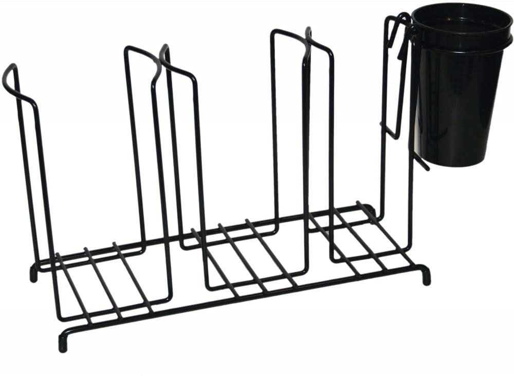 San Jamar Wireworks Cup And Lid Wire Organizer 3 Stacks With Straw Caddy For Restaurants, Dining Halls, And Fast Food, Steel Wir