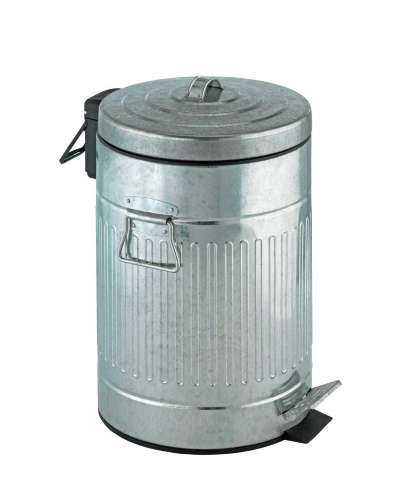 WENKO Step Trash Can with Lid and Pedal, Retro Metal Garbage Bin, for Bathroom, Kitchen, Office, Soft Close, 3 Gallon, 10 x 16.5