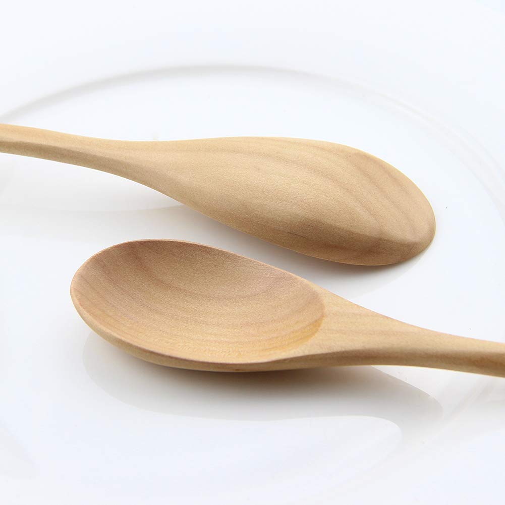 Aoosy Wooden Spoons For Cooking, 9 Inches 6 Pieces Japanese Natural Ellipse Wooden Spoon Set For Cooking Mixing Stirring Honey T