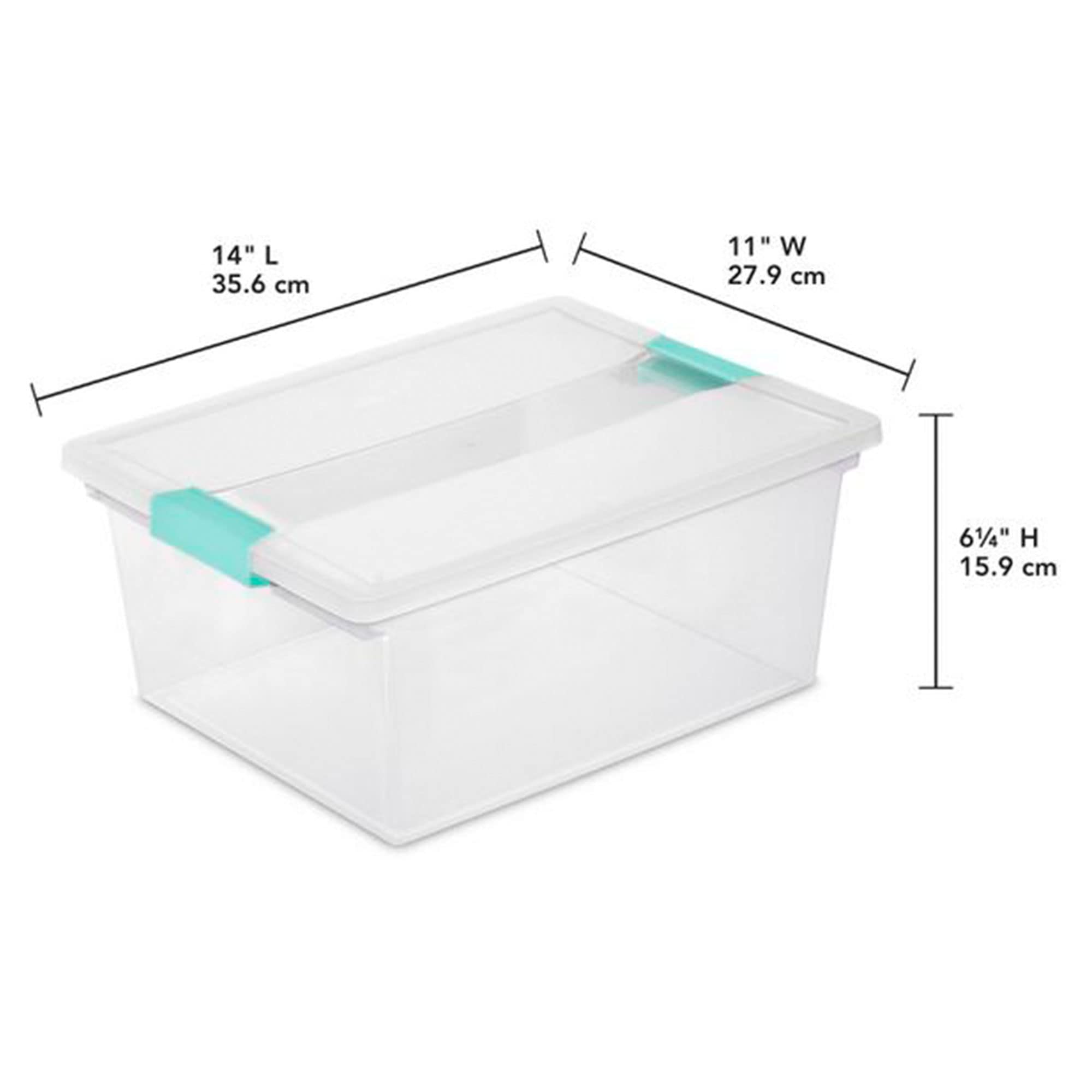Sterilite Deep Clip Box, Stackable Small Storage Bin With Latching Lid, Plastic Container To Organize Paper, Office, Home, Clear