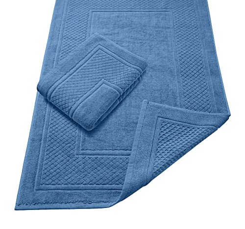 Avalon Bath Mats For Bathroom - Absorbent Bathroom Mats Quick Dry Bath Mat - 100% Cotton Bath Mats Soft Bathroom Floor Mat - Sky