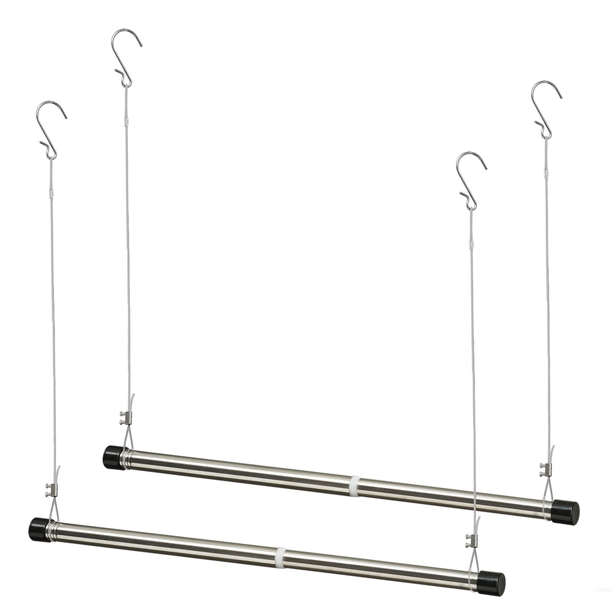 Double Closet Rods For Hanging Clothes, 15 To 39 Inch Adjustable Hanging Closet Bar - Heavy Duty Closet Poles Extender For Wardr