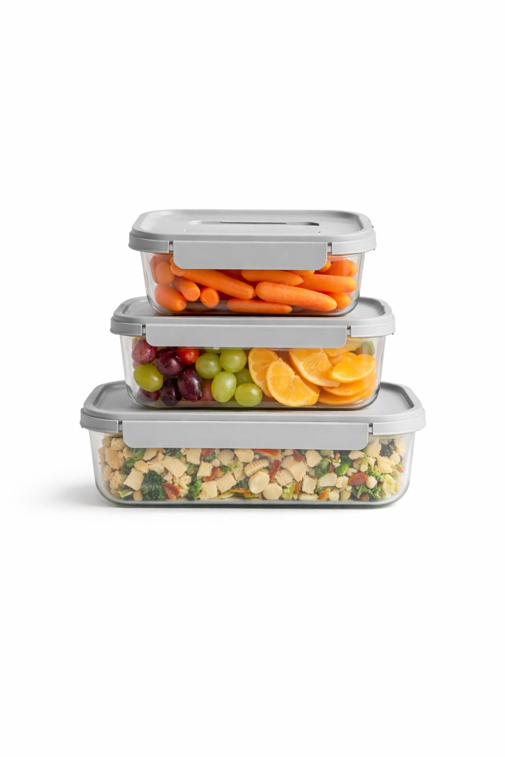 Lock & Lock Nestopia Large Food Storage Container Set  500Ml, 920Ml, 1600Ml (Set Of 3) Airtight Nestable & Stackable, BpaFree 