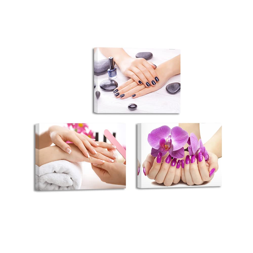 Homeoart Nail Room Decor Manicure Canvas Wall Art Fashion Woman Makeup Room Wall Decor Nail Salon Decoration Spa Room Decor Fram