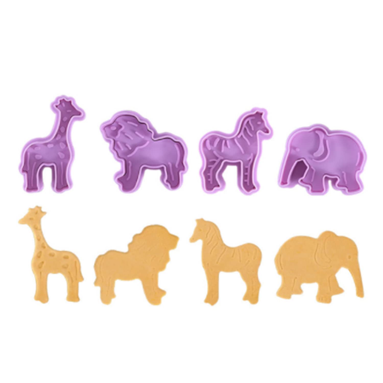 Nentment 4 Pack 3D Animal Cookie Cutters Fondant Biscuit Mould Cake Molds Sugarcraft Cake Decoration Baking Pastry Tools Cracker