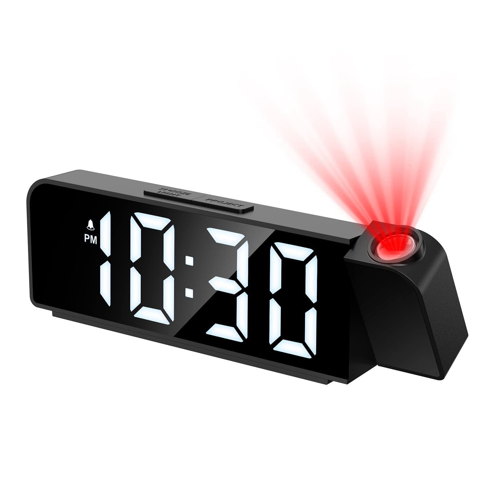 Amir Bedroom Ceiling Projection Alarm Clock, 7.9 Inch Large Screen Led Clock, 4 Level Brightness, 12/24H, Usb Charger, Snooze, N