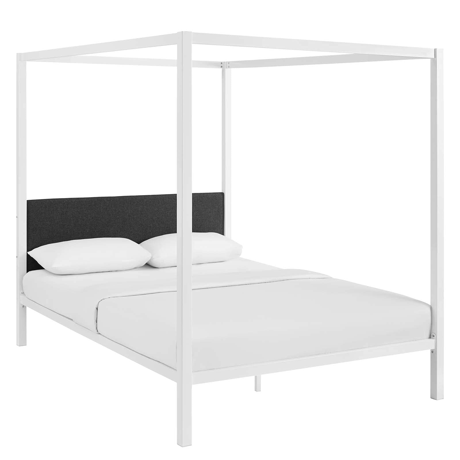 CasaFoyer  Raina Queen Canopy Platform Bed | Rustic Charm | Sturdy Steel Frame | Supports 1323 lbs | No Box Spring Needed | Mattress Not Included