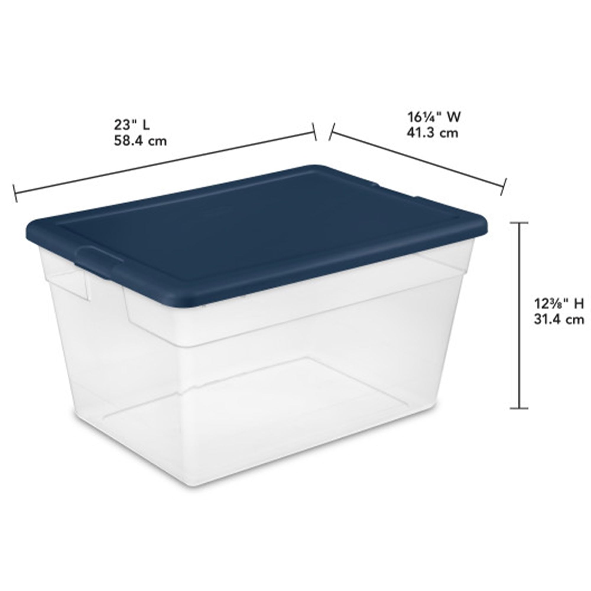 Sterilite 24-Pack Clear Plastic Storage Bins, Stackable Totes With Lids, Marine Blue