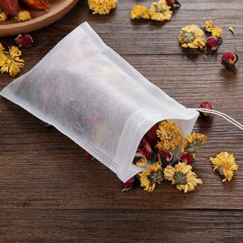 Fenshine Disposable Tea Filter Bags - 400 Pcs Drawstring Tea Infusers, Non-Woven Fabrics, 3.54" x 2.75", White
