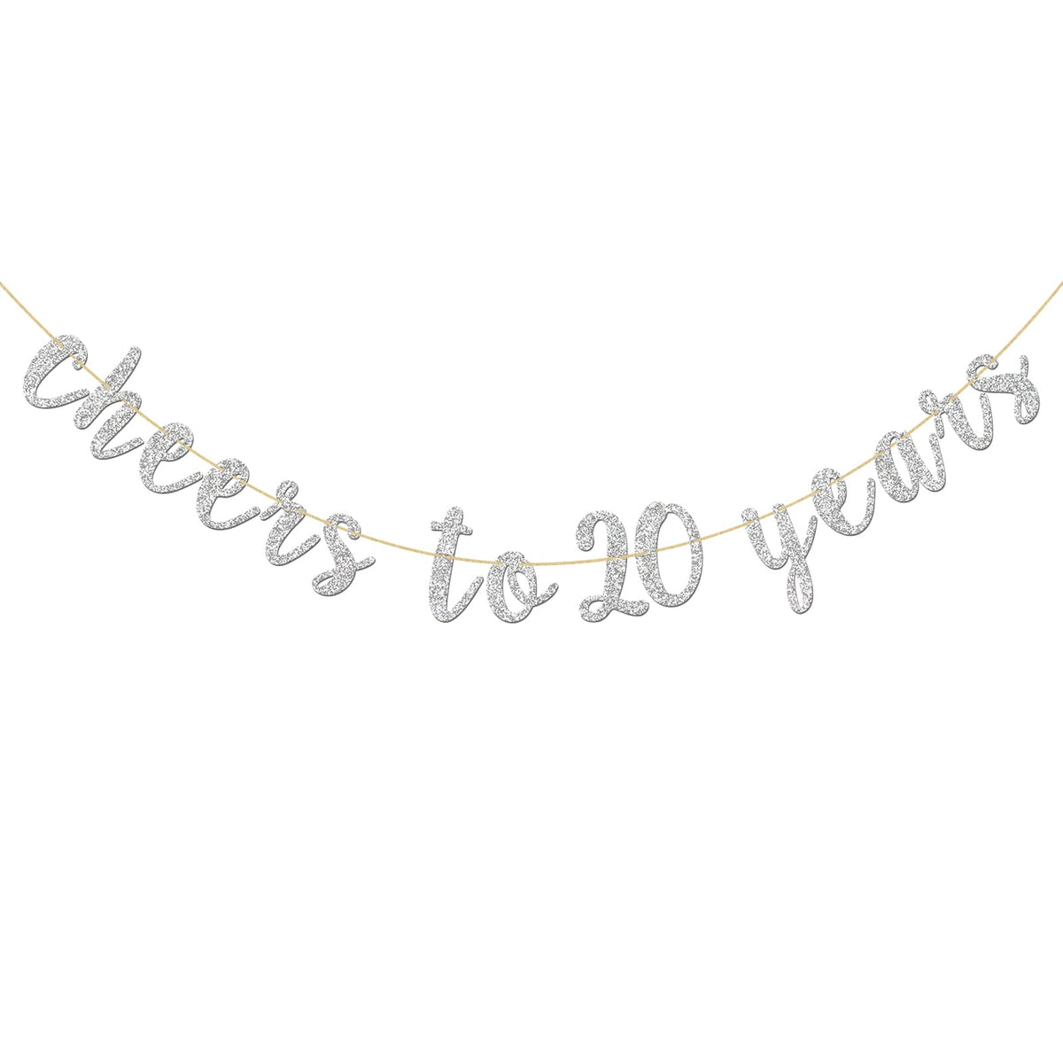 Glitter Silver Cheers To 20 Years Banner - 20Th Birthday Sign Bunting 20Th Marriage Anniversary Party Bunting Decoration