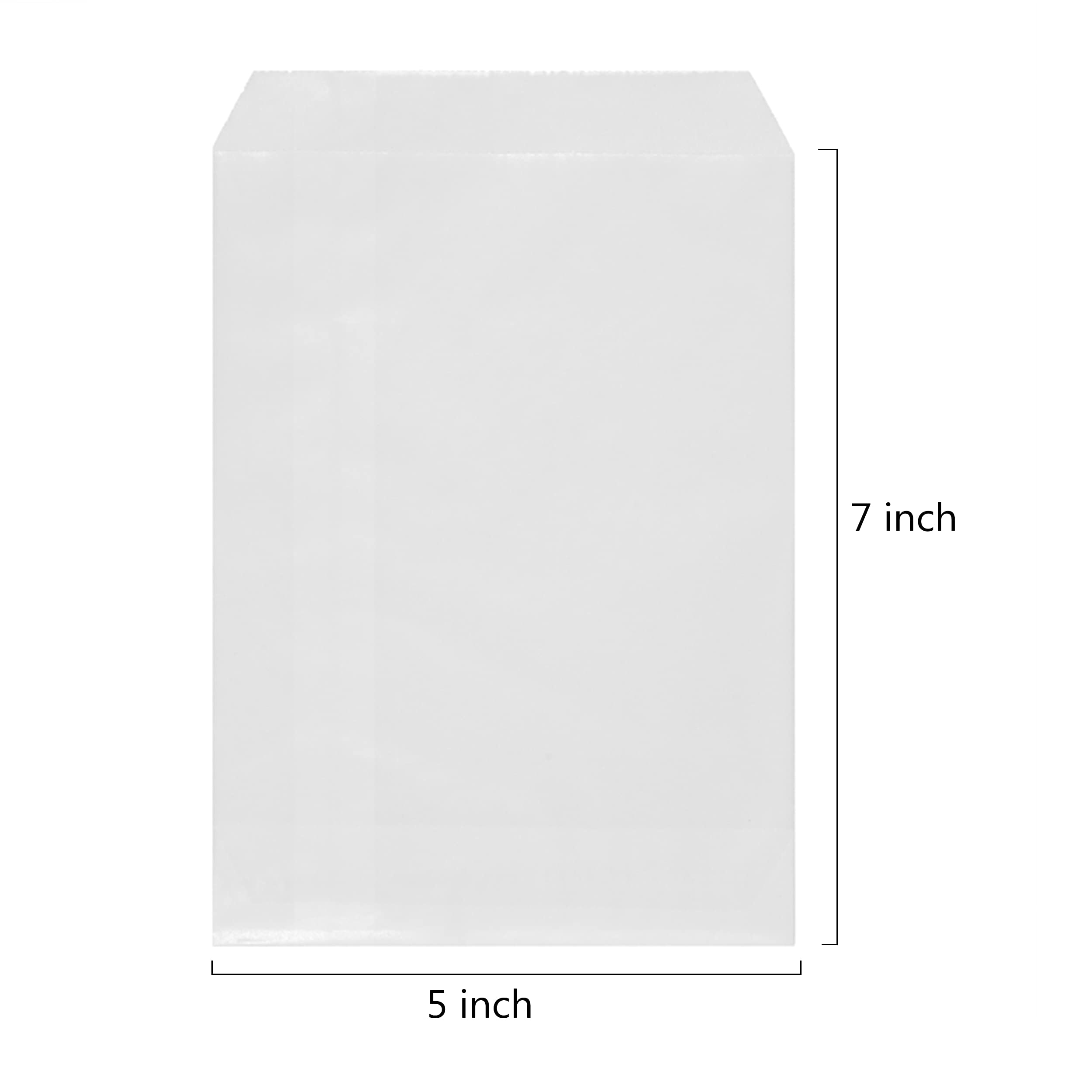 White Flat Greaseproof Paper Cookie Bags 5X7 For Bakery Treat Candies Dessert Chocolate Soap Wedding Invitation Party Favor, Pac