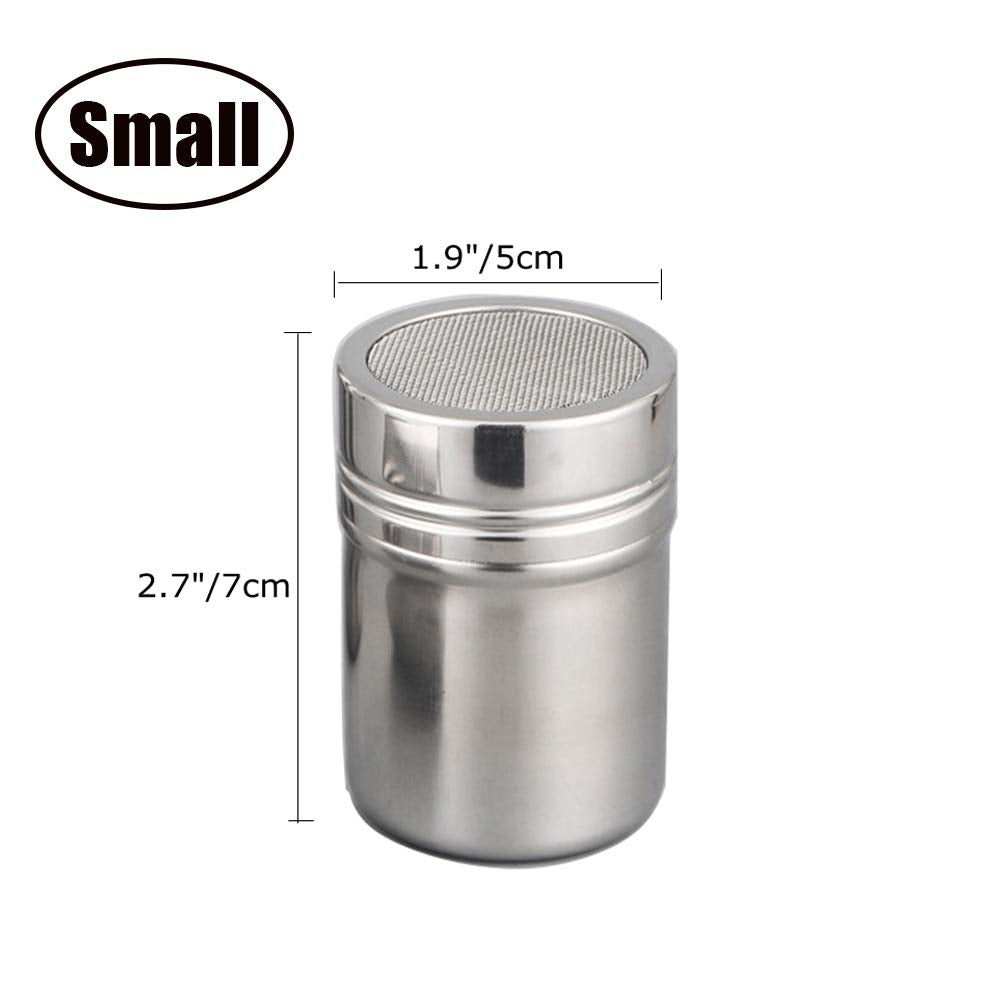 Set Of 3Pcs Powder Sugar Shaker With Lid,Stainless Steel Fine Mesh Shaker, For Sifter Cocoa,Cinnamon Powder,Icing Sugar,Chocolat