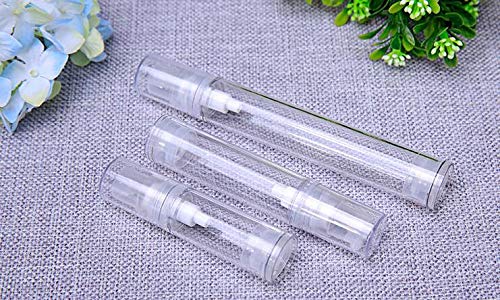 12Pcs Clear Plastic Airless Vacuum Pump Bottle Empty Refillable Cosmetic Makeup Sample Packing Cream Lotion Toiletries Liquid St