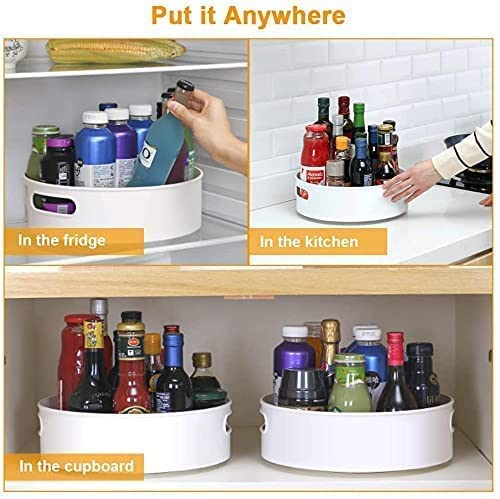 Clazkit Multi-Purpose Kitchen Storage Revolving Tray Cosmetic Organizer Rotating Tray Lazy Susan for Kitchen Cabinet Spice Rack