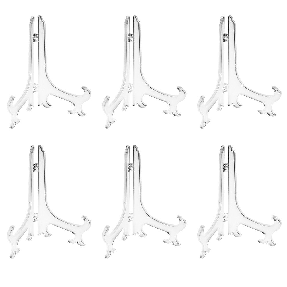 Artliving 9 Inch Clear Plastic Easels or Stand/Plate Holders to Display Pictures or Other Items at Weddings, Home Decoration, Bi