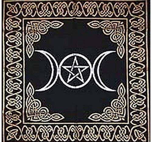Indian Consigners Altar Cloth Triple Moon Pentagram Goddess Witchcraft Alter Tarot Spread Top Cloth Wiccan Square Spiritual 18 B