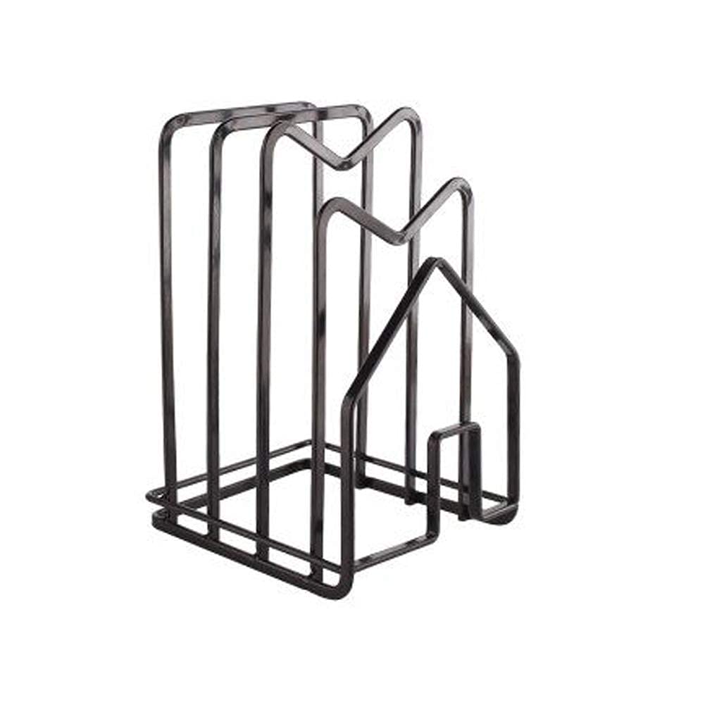 Indian Decor. 28612 Metal Pot Lid Kitchen Cabinet Storage Organizer Rack, Black