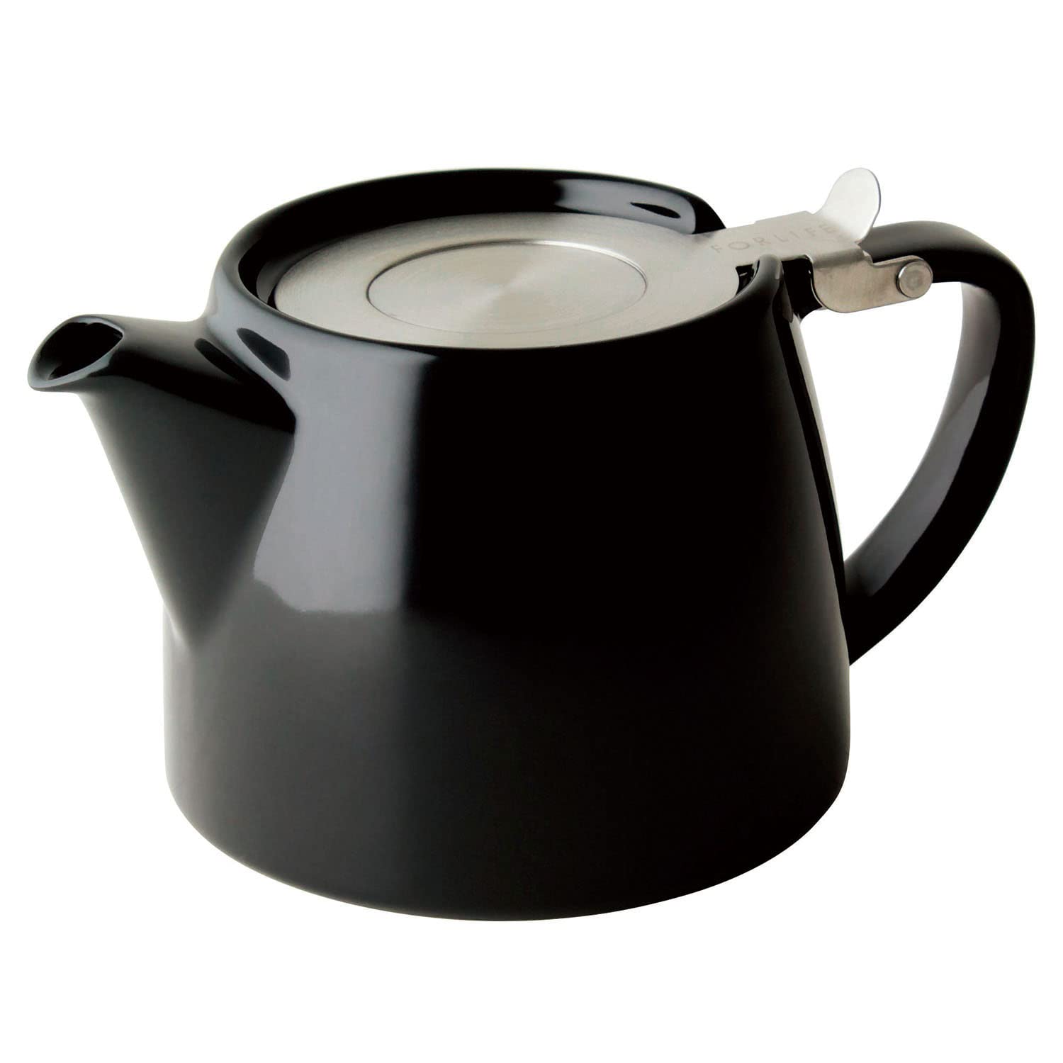 Forlife Stump Teapot With Sls Lid And Infuser, 18-Ounce, Black Graphite