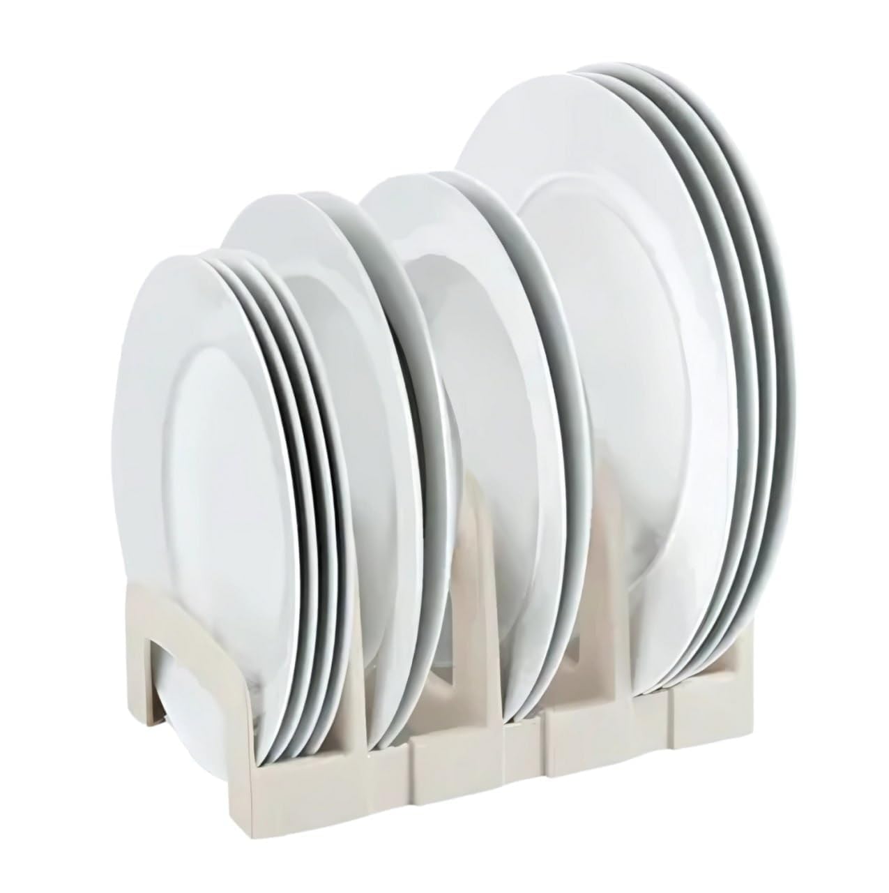Vroxy Expandable Adjustable Dish Rack Stand  Plastic Plate Holder & Kitchen Organizer For Trays, Bowls, Pan Lids, Cookware & Cu
