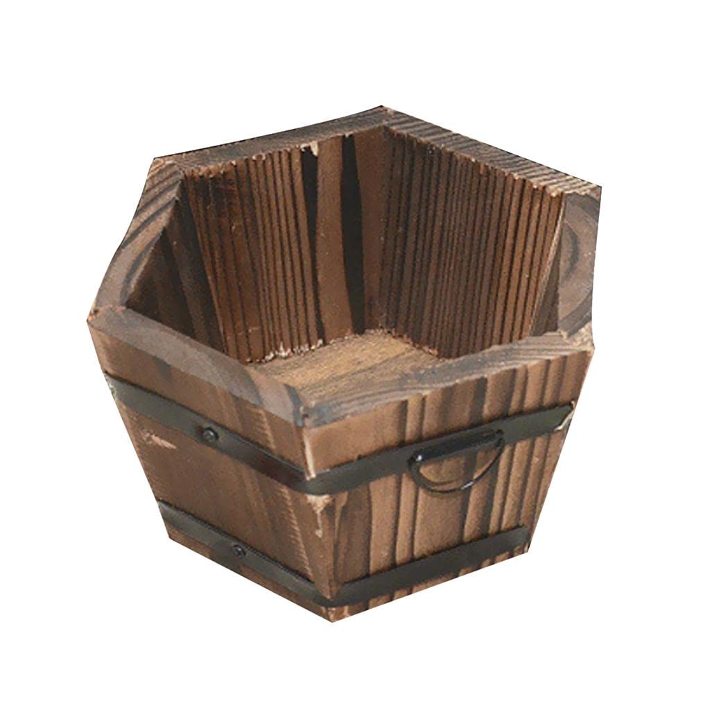 Benix Wooden Bucket Pot Flower Planter Barrel Patio Garden Outdoor Home Decor #3 M