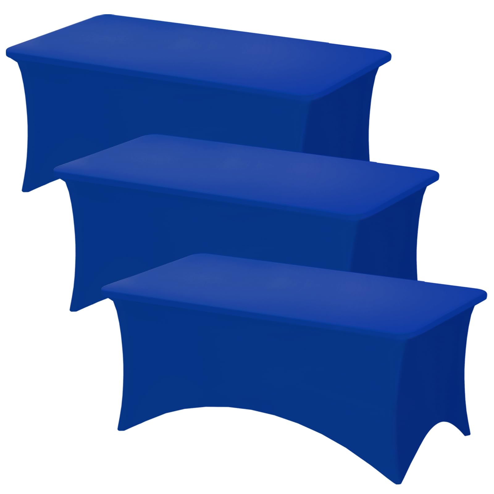 Fixwal 3 Pack Royal Blue Table Cloths Rectangle 6FT, Tablecloths Rectangular Stretch Spandex Fitted Table Covers 6 ft for Partie