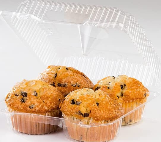 Decony Clear Jumbo Cupcake Giant Muffin Container Boxes Disposable Plastic Boxes Holds 4 Jumbo Cupcake Muffins Each - 11 Boxes