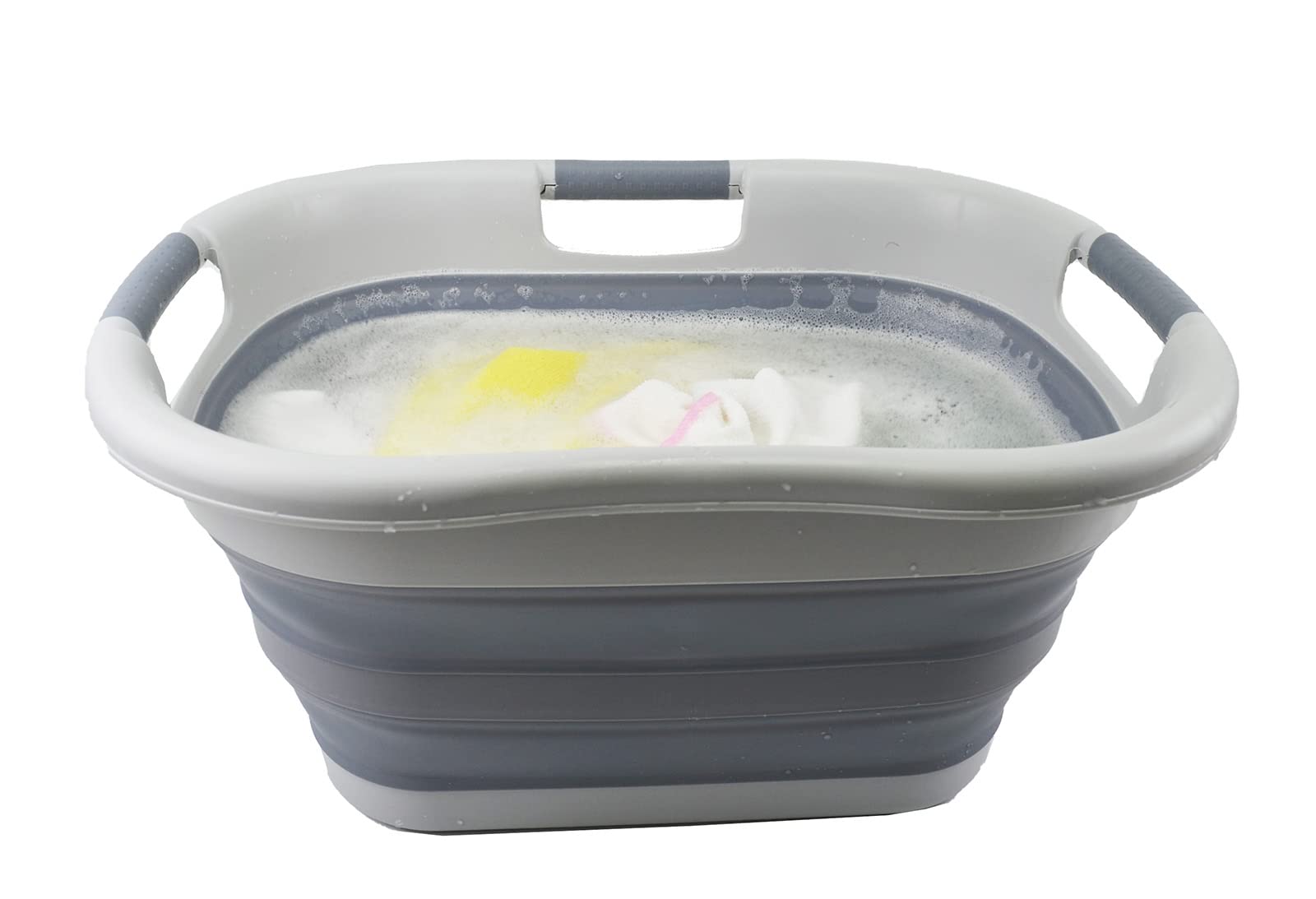 Sammart 30L (7.9 Gallon) Collapsible Plastic Laundry Basket - Foldable Pop Up Storage Container/Organizer - Portable Washing Tub