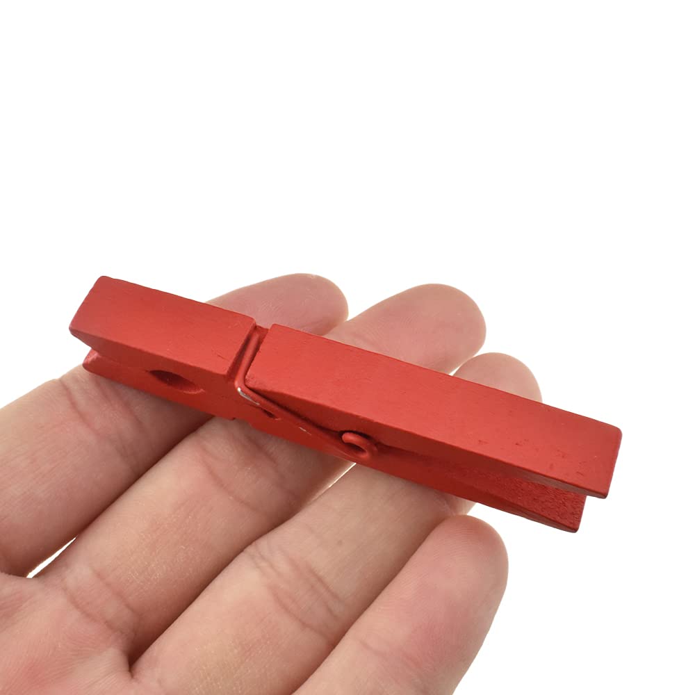 Hahiyo Red Wooden Clothes Pins Clothespins Small Aviod Fall Apart 2.87 Inches Length 16 Pack Strong Springs No Rust No Discolora