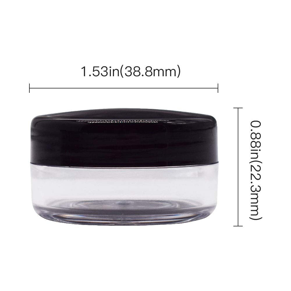 Healthcom 10 Gram Jar,10 Ml Jar, Cosmetic Sample Storage Containers New Plastic Empty Black Lid For Make Up Eye Shadow Creams Li