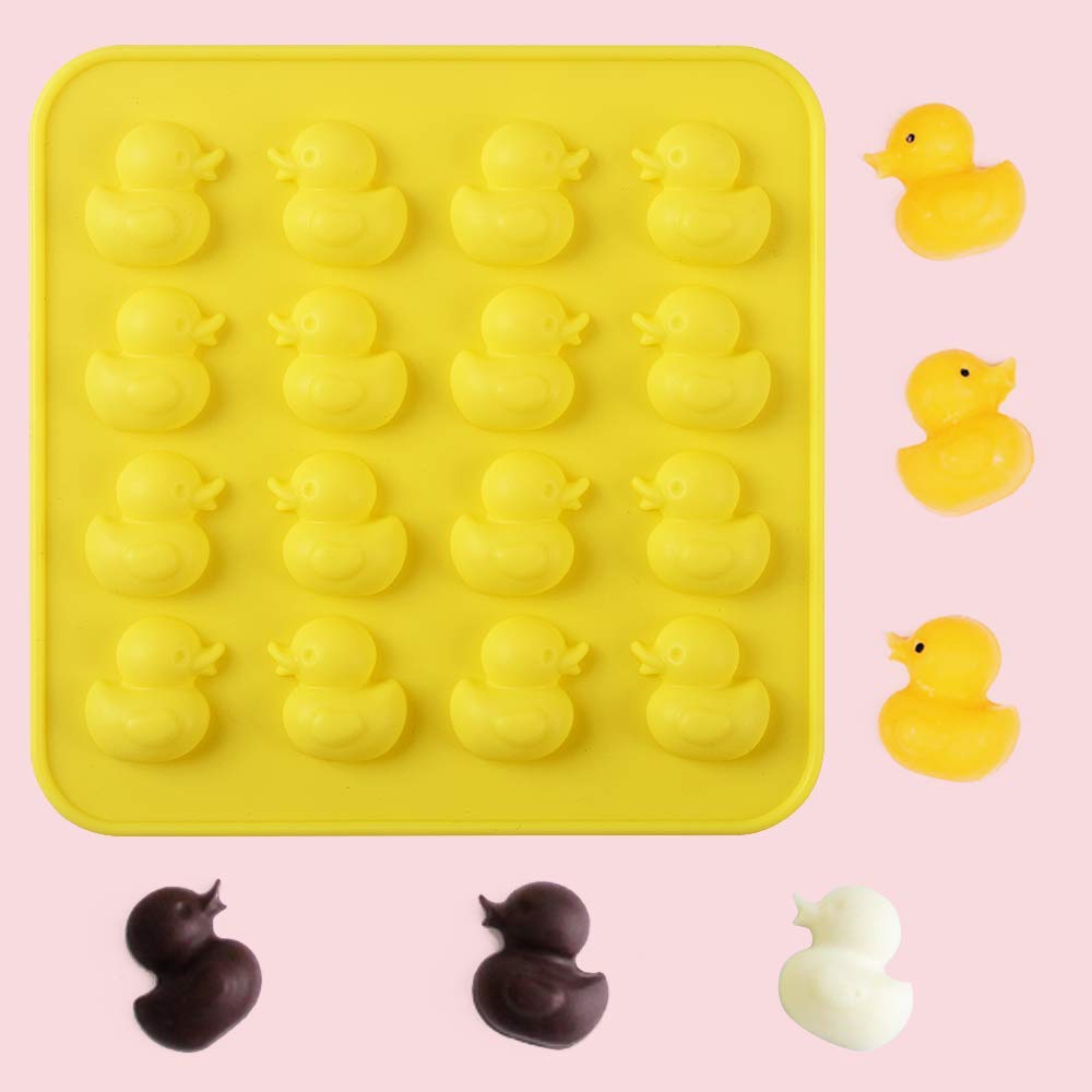 Newk Duck Chocolate Silicone Mold, 4 Packs 16- Cavity Non-Stick Food Grade Silicone Molds For Ice Cube, Jelly, Fondant, Hard Can