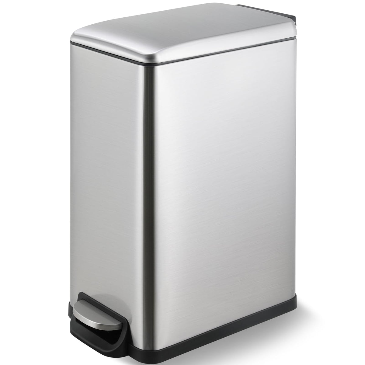 Arlopu 13.2 Gal Slim Kitchen Trash Can With Lid, 50L Stainless Steel Garbage Can, Large Kitchen Rubbish Can, Step Trash Bin W/Fo
