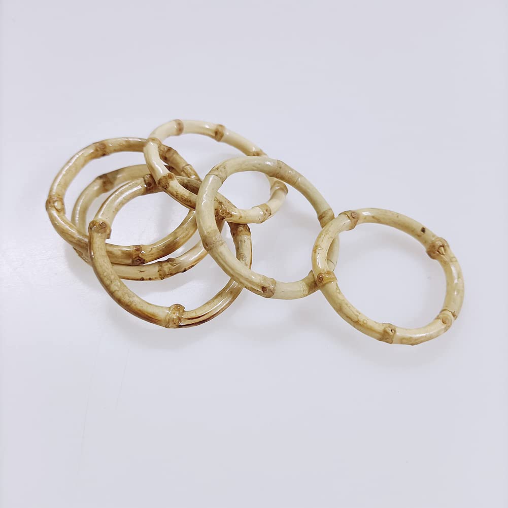 Pupuzao Natural Bamboo Handmade Napkin Rings (6-Pack) For Dinning Table - Rustic Style Decor, Yellow (Bnr6)