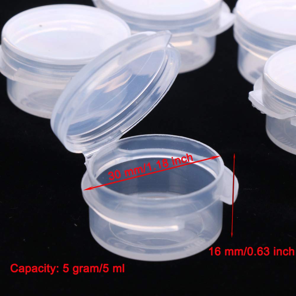 Eorta 50 Pcs Plastic Cosmetic Jar 5G Empty Clear Case With Snap Lids Portable Mini Storage Box Makeup Jar Sample Bottle Sealing