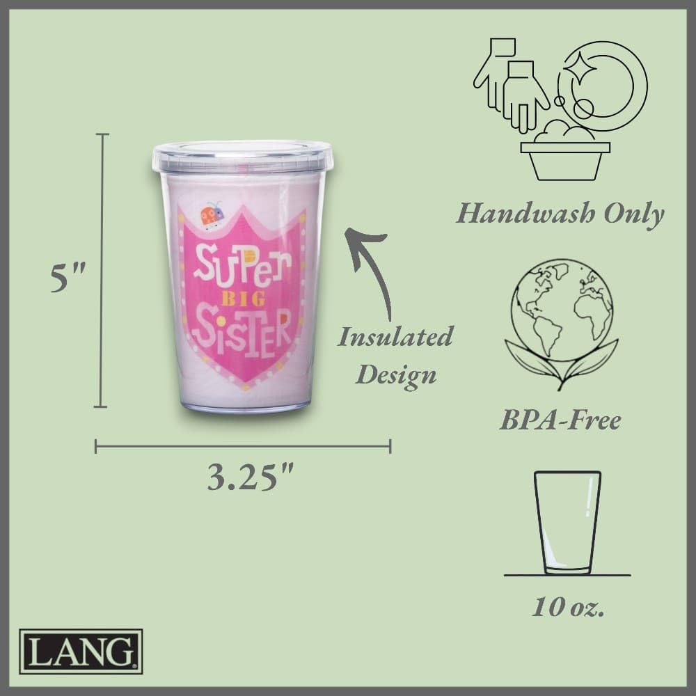C.R. Gibson Super Big Sister Pink Insulated Small Acrylic Tumbler for Girls  10 fl. Oz.  Pink