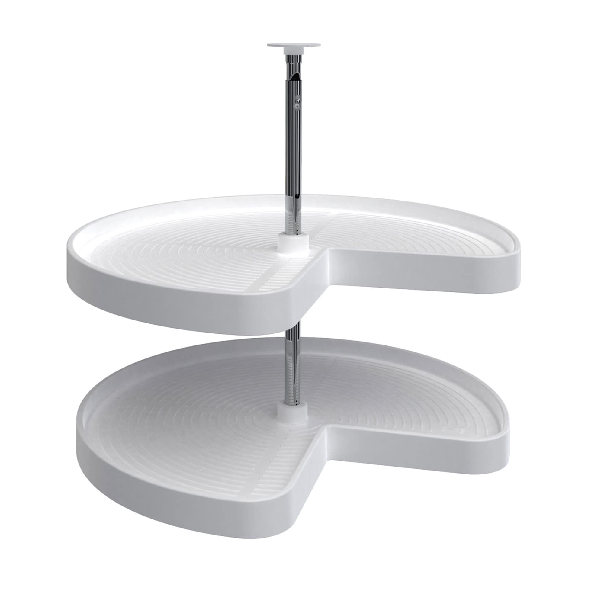 Rev-A-Shelf 2472-28-11-1 28 Inch Polymer Kidney 2 Shelf Lazy Susan Upper Kitchen Cabinet Storage Organizer With Telescoping Shaf