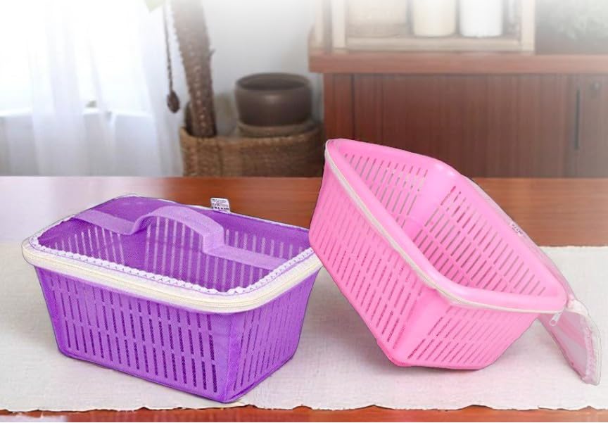 GI9IUS Round Shape Plastic Fruit & Vegetable Basket with Net mesh (Jali) | Vegetables & Fruit Bowl for Dining Table,Kitchen Frui
