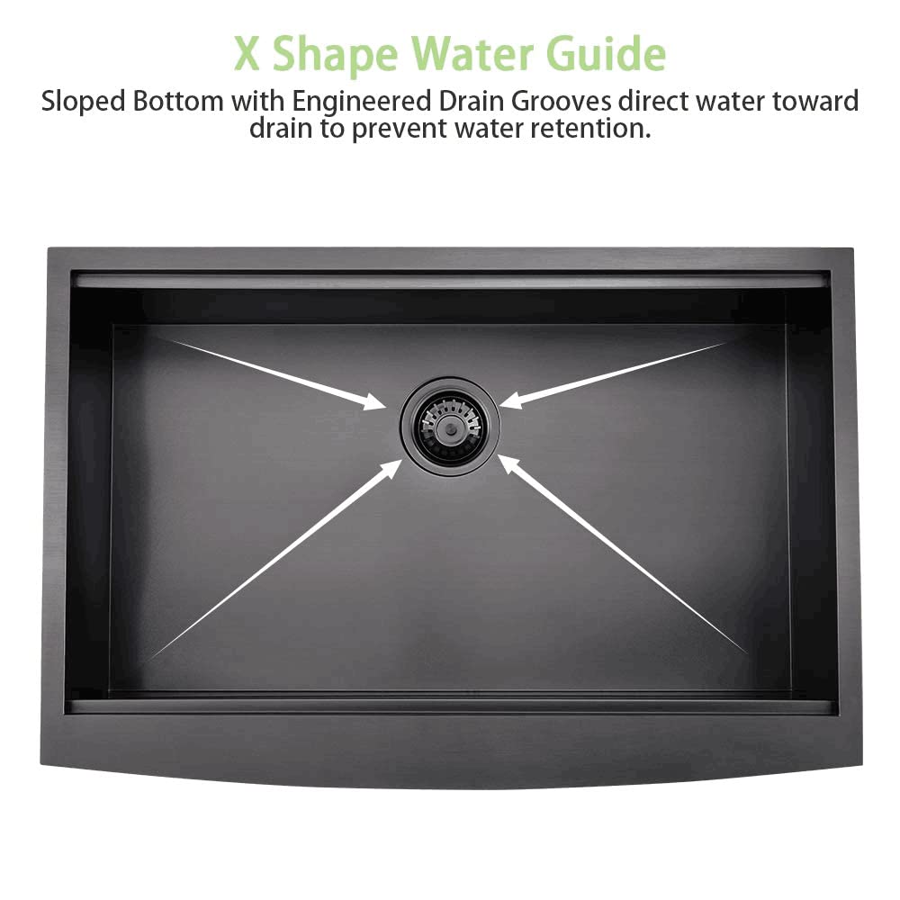33 Inch Black Farmhouse Sink Workstation-Bokaiya 33X22 Apron Front Farm House Sink Stainless Steel 16 Gauge Deep Single Bowl Far
