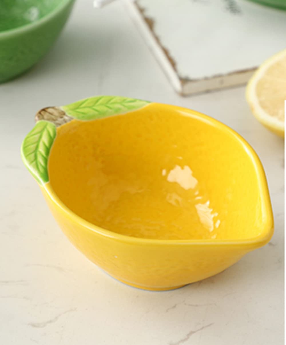 Mozacona 4Pcs Ceramic Appetizer Plates Lemon Shape Side Dishes Seasoning Plates