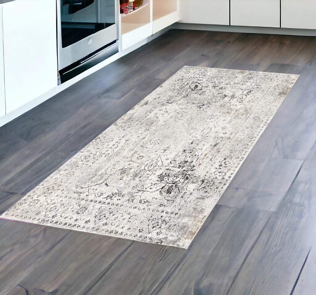8 Gray Oriental Washable Non Skid Area Rug