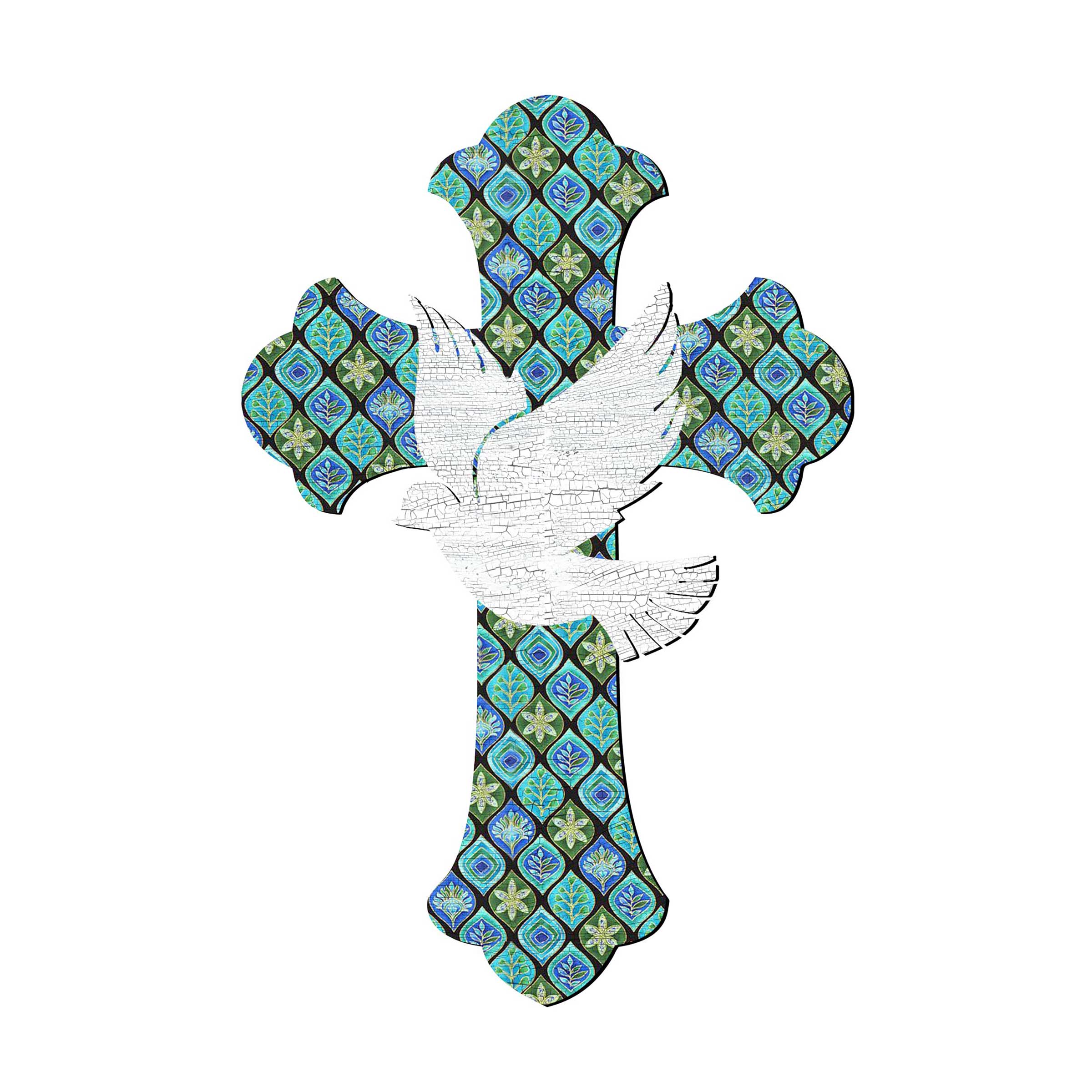 White Doves Cross Easter Door Decor by G. DeBrekht - Easter Spring Decor - 8191163-2H