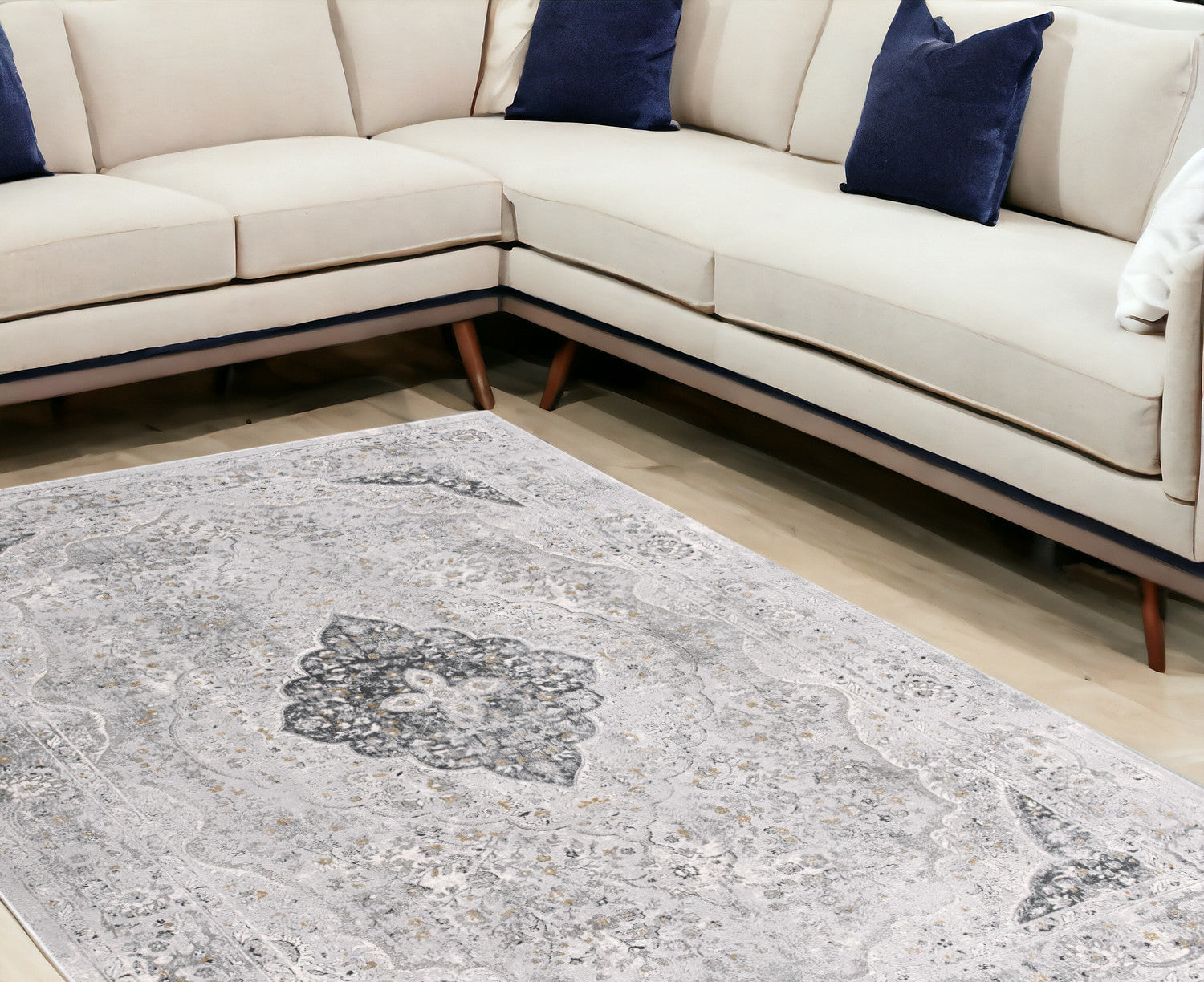9 X 12 Gray Oriental Washable Non Skid Area Rug