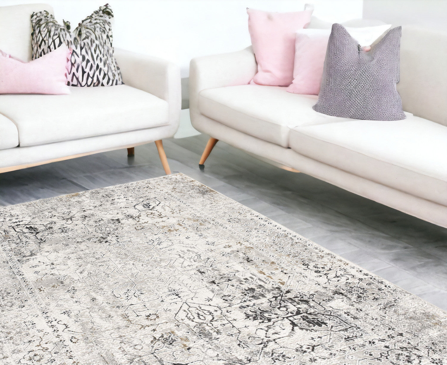 9 X 12 Beige Oriental Washable Non Skid Area Rug