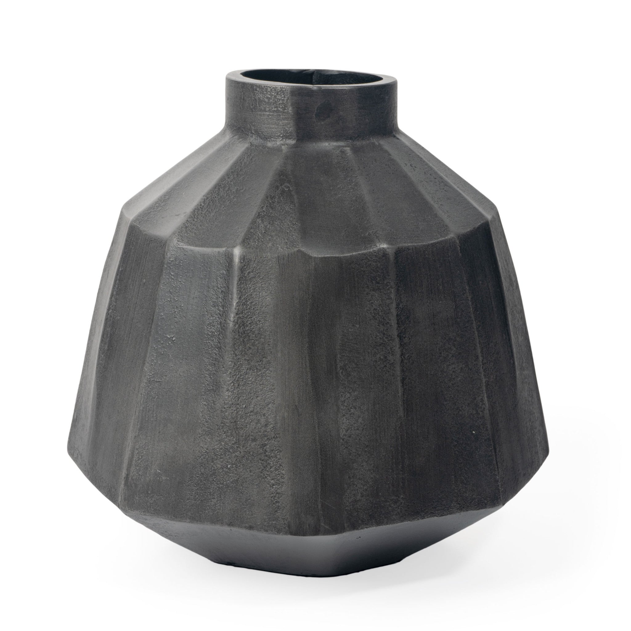 11 Dark Gray Geometric Organic Stripe Round Aluminum Table Vase