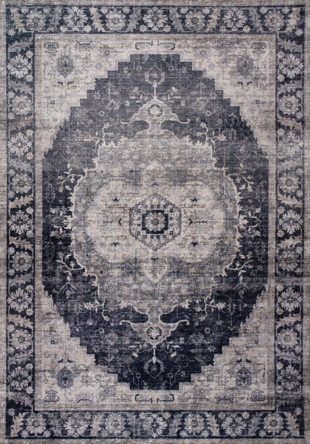 7 x 10 Black and gray Oriental Area Rug
