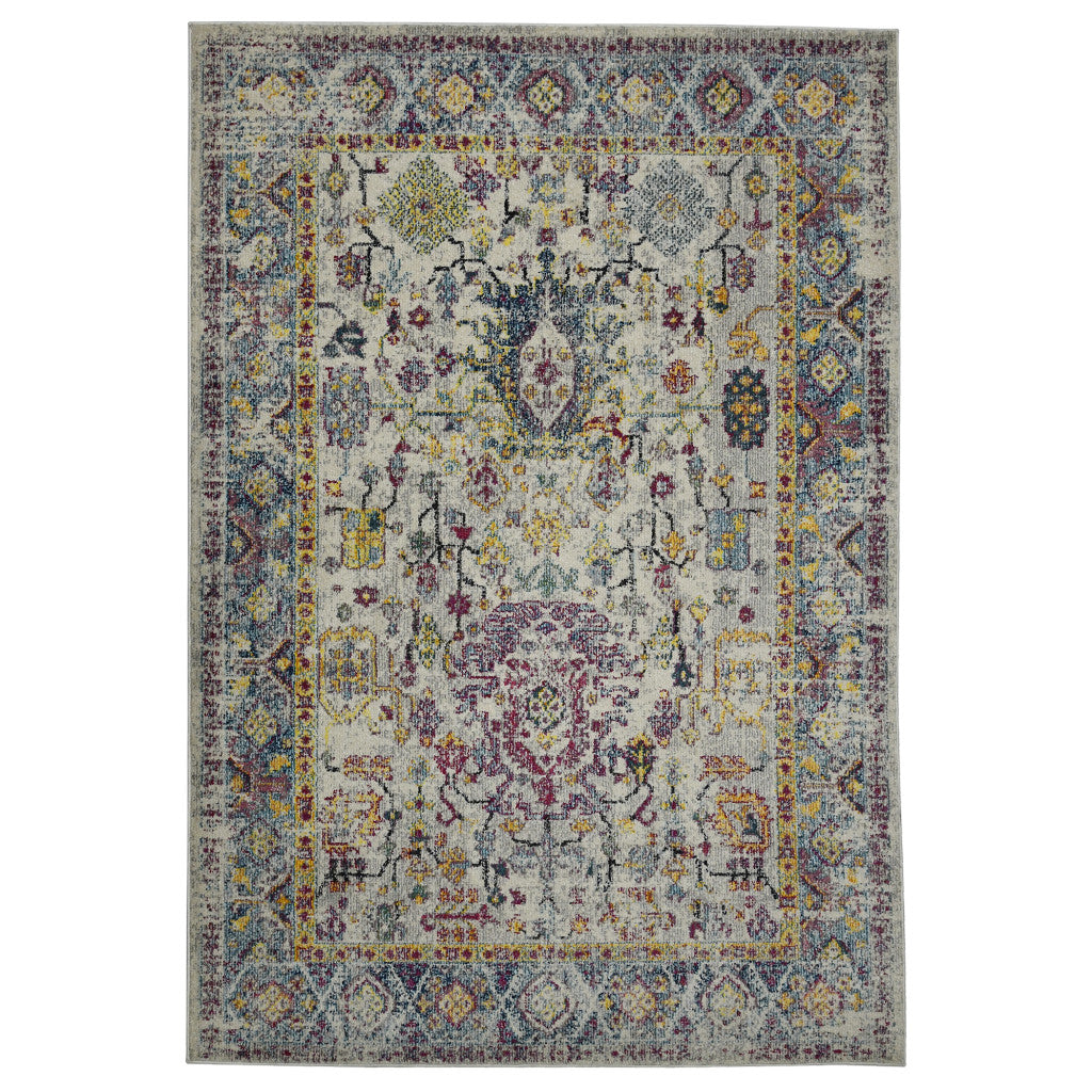 8 gray Floral Power Loom Runner Rug