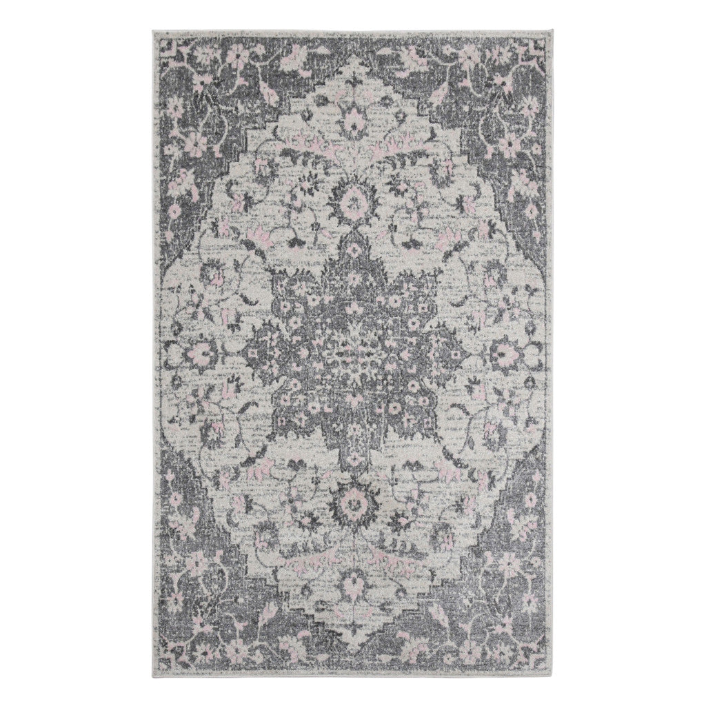 3 X 5 Gray Medallion Power Loom Area Rug