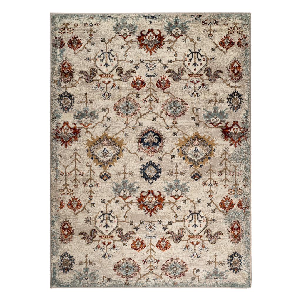 9 x 12 Beige Oriental Power Loom Area Rug