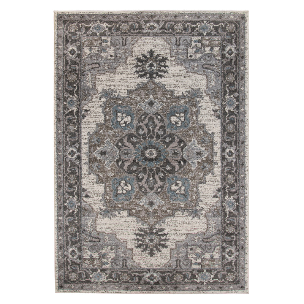 8 x 10 Taupe Medallion Power Loom Area Rug