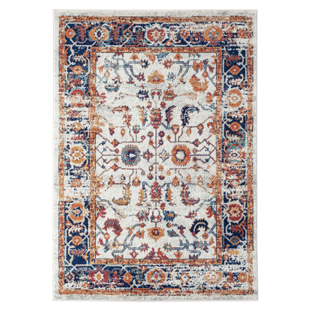2 x 3 Orange Floral Power Loom Area Rug